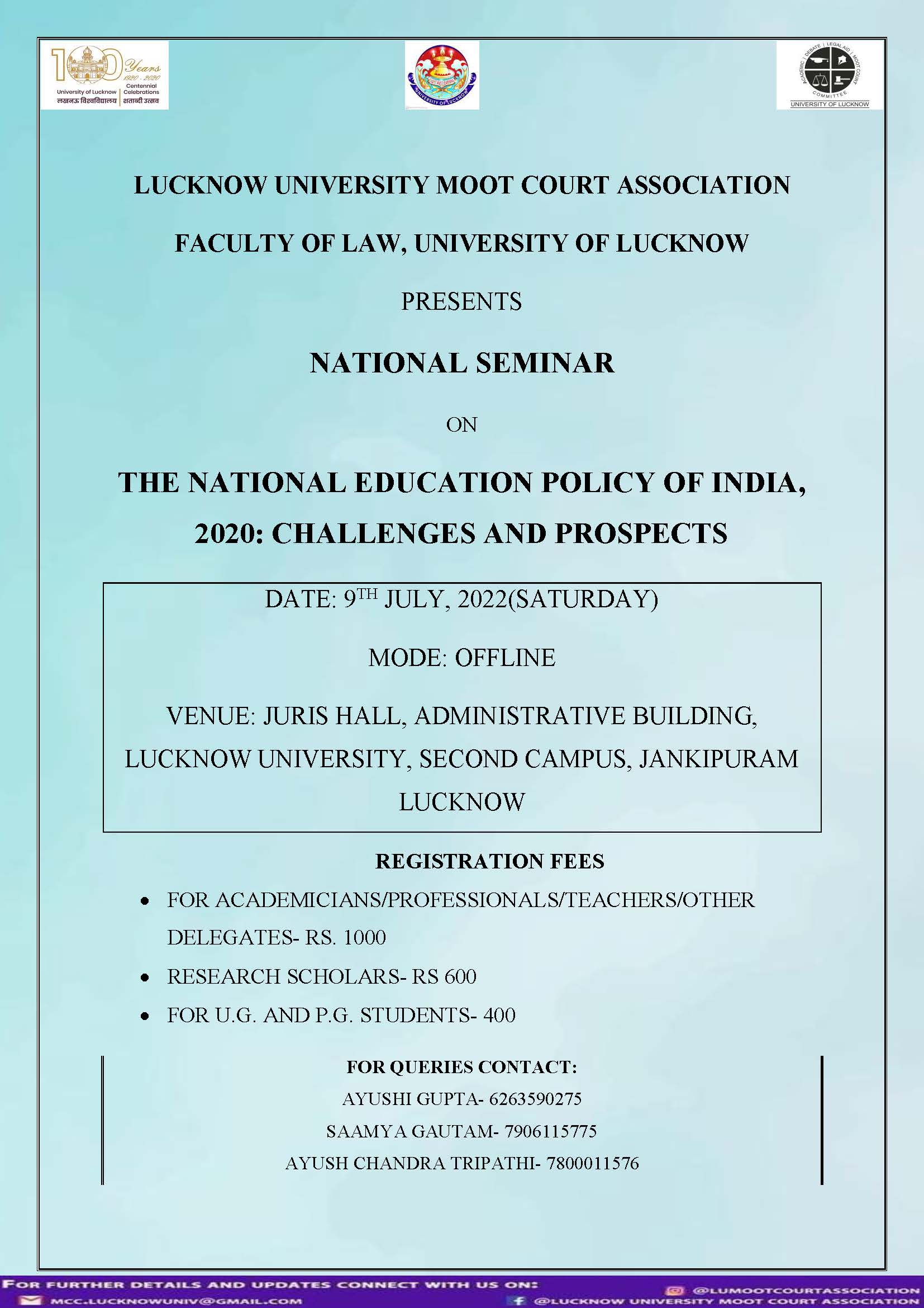 National Seminar on The National Education Policy, 2020 on 9th July, 2022.